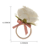 Triogift  1pc Flower Napkin Rings for Wedding Table Decoration Pearl Rose Flower Napkin Ring Festival Party Home Decoration Ornaments