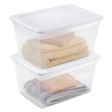 Triogift 58 Qt Storage Box Clear Base White Lid Set of 8