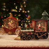 Triogift Santa Claus Snowman Christmas Gift Crystal Sequins Christmas Eve Music Box Train Crystal Ball Ornaments Desktop Decoration