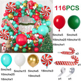 Triogift 116Pcs Christmas Balloons Garland Arch Kit Candy Cane Foil Balloon Red Green Gold Ballon Merry Christmas Party Xmas Decorations