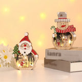 Triogift  LED Luminous Santa Claus Snowman Wooden Ornament Christmas Decorations Xmas Desktop Glowing Gift Home Decoration Party Supplies