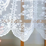 Triogift  1PC White Lace Peacock Jacquard Sheer Curtain for Small Window Voile Drape Kitchen Home Decoration Cafe #E