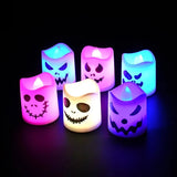 Triogift 6pcs Halloween Led Ghost Pumpkin Candle Light Glowing Lamp Halloween Party Home Bar Decoration Haunted House Horror Props