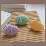 Triogift Scented Candle without Flame Sea Shell Shape Soywax Candles for Living Room Home Decorative Candles