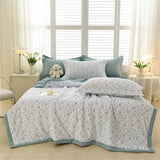 Triogift Quilt Pillow Cover Set Quilt and Pillowcase Home Bedding Seersucker Summer Thin Quilt Air Condition Blanket Comforter Bed Cover