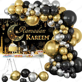 Triogift  73/108pcs Eid Mubarak Backdrops Balloon Set Ramadan Kareem Decoration Background Garland Muslim Islamic Festival Party Deco