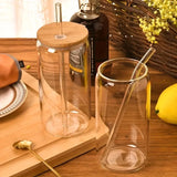 Triogift  -  1/2/4pcs Drinking Glasses With Bamboo Lids And Glass Straw Set 16oz Can Shaped Glass Cups Beer Iced Coffee Glasses Tumbler Cup