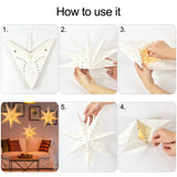 Triogift 35/43/58cm Hollow Out Star Window Grille Home Bedroom Night Light Paper Lampshade Garden Hanging Pendant Wedding Ramadan Decor