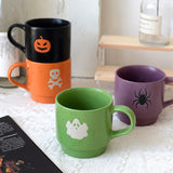 Triogift Halloween Funny Coffee Cup Set Creative Household Tea Table Cartoon Ceramic Mug Lovely Stacked Cup Espresso Mugs Coffee Cups