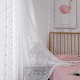 Triogift Lovely Tulle 3D Plush Dots Cotton Ball Embroidered Pure White Voile Window Curtain For Children Living Room Decor Sheer Cortinas