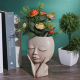 Triogift Creative Face Flower Pot Head Planter Pot Succulent Planter Resin Art Statue Sculpture Potted Decorative Ornaments Vase