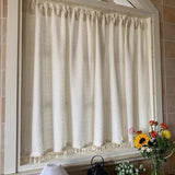 Triogift  Kitchen Curtains Linen Tier Curtains Farmhouse & Cafe Curtains Flax Country Rustic for Bathroom Laundry Room 1 Panel Crude