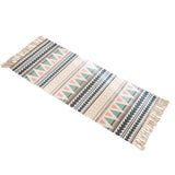 Triogift  Bohemian style cotton linen soft carpet handmade tassel carpet living room bedside mat