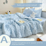 Triogift  Summer Quilt Cool Comforter Quilt Seersucker  Soft Household Machine Washable Suitable Cool and Refreshing이불  Blanket