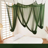 Triogift Mosquito Net Bedroom Luxurious Four-Door Fit King and Queen Double Beds Netting Elegant Green Netting Bedroom Decor Canopy