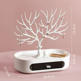 Triogift  New Upgraded Deer Jewelry Storage Rack Drawer Design Tree Antler Shape Earrings Necklace Ring Jewelry Display Stand Tray Cases