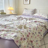 Triogift Summer Quilt Cotton Floral French Style Double  Air-conditioned Quilt, Double-layer Summer Blanket Comforter Duvet   이불