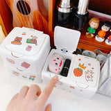 Triogift Creative Multifunctional Cute Sticker DIY Press Organizer Desktop Makeup Sorting Storage Box Student Stationery Storage Supplies