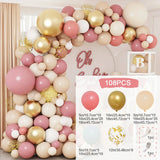 Triogift Pink Metallic Balloon Garland Arch Kit Wedding Birthday Party Decoration Kids Globos Rose Gold Confetti Latex Ballon Baby Shower