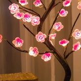 Triogift Home Decoration USB/Battery Powered Touch Switch Warm White Artificial Bonsai Cherry Blossom Desktop Tree LED Lamp  Night Lamp