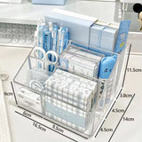 Triogift Transparent Acrylic Desktop Stationery Storage Box Large Capacity Debris Division Storage Box Desk Storage Shelf Organizer Box