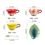 Triogift  -  200ml Ceramic Coffee Cup Saucer Flower Type Mug Exquisite Afternoon Tea Latte Coffee Cup Home Breakfast Milk Mug Birthday Gifts