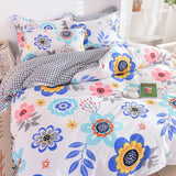 Triogift Cotton Bedding Set 3Pcs, Daisy Flower Pattern Duvet Cover 2Pillowcases, Reactive Printing Dyeing, No Fading No-pilling,16Sizes