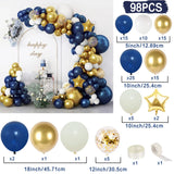 Triogift 98pcs Navy Blue Balloons Arch Kit Balloon Wedding Birthday Boy Party Decor Mariage Anniversaire Graduation Ballon Blue Garland