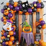 Triogift 115PCS Halloween Balloon Wreath Set Pumpkin Ghost Foil Balloon Halloween Birthday Anniversary Ball Day of The Dead Decoration