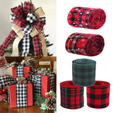 Triogift 6m Christmas Plaid Ribbon Snowflake Buffalo Plaid Linen Ribbons Xmas Tree DIY Bows Christmas Wreath Gift Wrapping Ribbon Decor