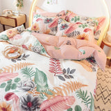 Triogift Cotton Bedding Set 3Pcs, Daisy Flower Pattern Duvet Cover 2Pillowcases, Reactive Printing Dyeing, No Fading No-pilling,16Sizes