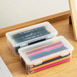 Triogift Plastic Pencil Box Translucent Pencil Case Large Capacity Pencil Boxes Portable Storage Organizer Box Student Office Supplies