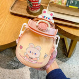 Triogift  -  Cute Water Bottle For Girl Kid Large Capacity Mug Outdoor Sport Drinking Kettle Portable Kawaii Bear Cup 1.3L Tumbler With Straw