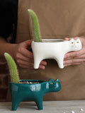 Triogift  Creative Succulent ceramic Flower Pot Vase Cute cat tail cactus flower pot vase Home Room decoration ins simple decoration