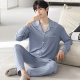 Triogift  Autumn Pajamas Sets Men Long Sleeve Modal Cotton Thin Teenage Boys' Large Size Spring Outwear Home Cloth Suit Sleepwear Male