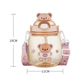 Triogift  -  Cute Water Bottle For Girl Kid Large Capacity Mug Outdoor Sport Drinking Kettle Portable Kawaii Bear Cup 1.3L Tumbler With Straw