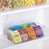 Triogift Plastic Tea Bag Storage Box Stackable Transparent with Lid Storage Container Acrylic Organizer Coffee