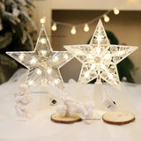 Triogift Christmas Tree Ornaments Top Stars LED Light Lamp Christmas Decorations for Home Xmas Trees New Year 2025 Navidad Natal Noel