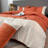 Triogift Thickened Quilt Cover Bedding Set Luxury Embroidered Home Bed Linen Set Jacquard Duvet Cover Pillowcases 3/4 Pieces Set