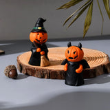 Triogift Funny Halloween Funny Pumpkin Man Craft Resin Pumpkin Man Desktop Ornament Figurine Witch Top Hat Packs Realistic Ghost Figurine