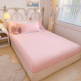 Triogift  Solid Color Bedding Set with Lace Edge Princess Style Pink Bed Cover Set Queen/King Bed Sheet Sets for Girls Double Bedding Sets