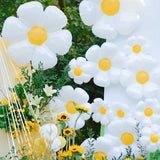 Triogift 1/10Pcs Daisy Balloon Huge White Flower Aluminum Foil Balloons for Birthday Baby Shower Wedding Daisy Party Decorations Supplies