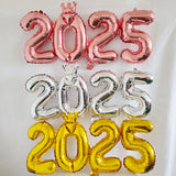 Triogift 1set Linking Gold Silver 2025 Balloons Aluminum Foil Balloons For New Year Festival Party Anniversary Party Wedding Party Decora