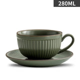 Triogift  -  1Set Coffee Cup and Saucer Latte Mug Unique Olive Green and Lotus Milk Tea Coffee Cup for Home Office Ceramic Drinkware Gift