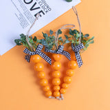 Triogift  Easter Decor Carrot Wooden Beads Ornament DIY Wreath Pendants Beads String Happy Easter Party Decoration For Home Kids Gift