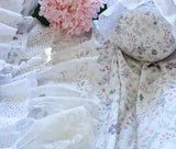 Triogift  Brand New 100% Cotton Lace Bedding Set Princess Floral Garden Cotton 4pcs Set Ruffle Layers Duvet Cover with Lotus Edge