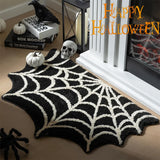 Triogift Black Spider Web Halloween Rug Bathroom Rug for Halloween Decor Spooky Gothic Bath Mat Non-Slip Tufted Mat for Front Door Living