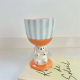 Triogift  -  Heal The Rabbit Cartoon Goblet Cute Hand-painted Three-dimensional Hand Pinch Mugs Irregular Large Capacity Coffee Cups