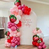 Triogift 106Pcs Strawberry Balloon Garland Arch Set Red Pink White Latex Strawberry Foil Balloon Wedding Kid Girls Birthday Party Decor