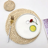 Triogift  4PCS 20CM  Woven Corn Husk Table Placemats  Kitchen Utensils Durable MATS And Pads  Heat-Resistant Coasters Kitchen Accessories